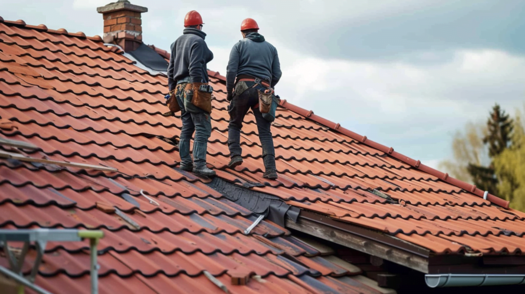 Detailed inspection of a roof by insurance companies.